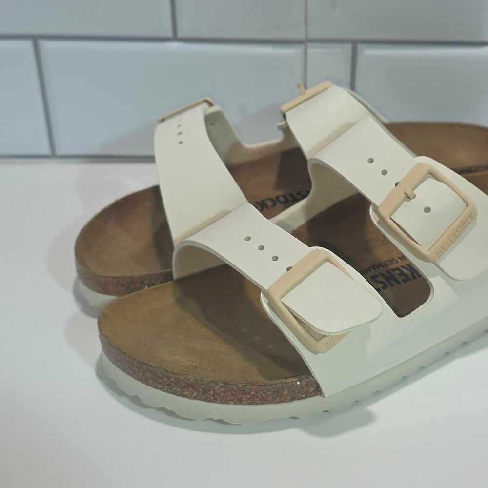 Birkenstock Women's White and Cream Sandals